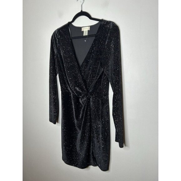 Alter’d State Black Sliver Glitter Holiday Long Sleeve Dress Size Large NWOT - Picture 7 of 7